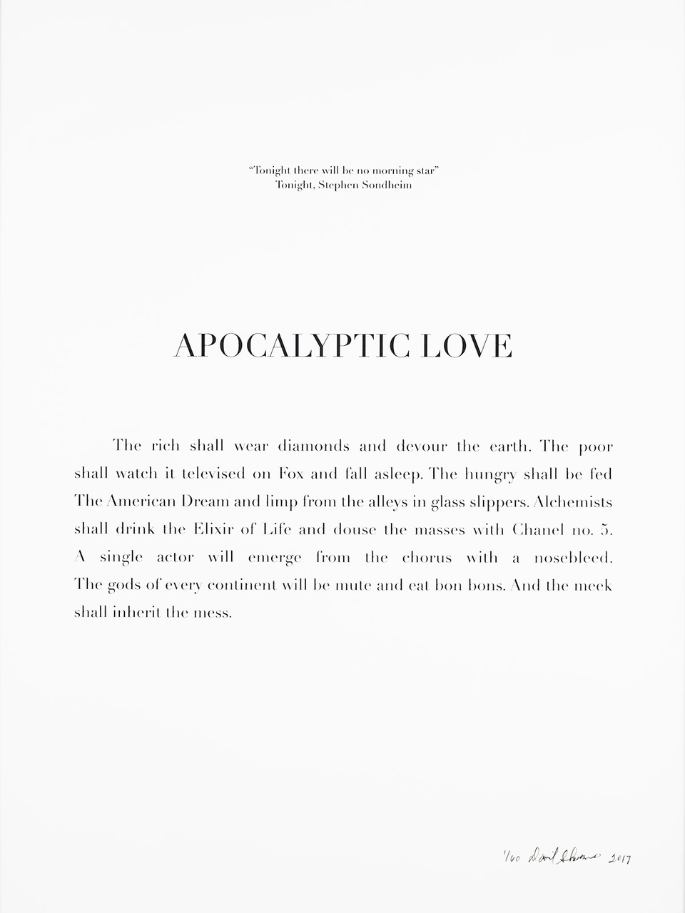David Skeens, "Apocalyptic Love"