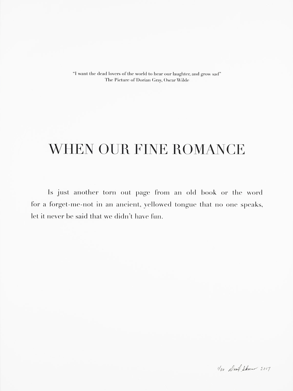 David Skeens, "When Our Fine Romance"